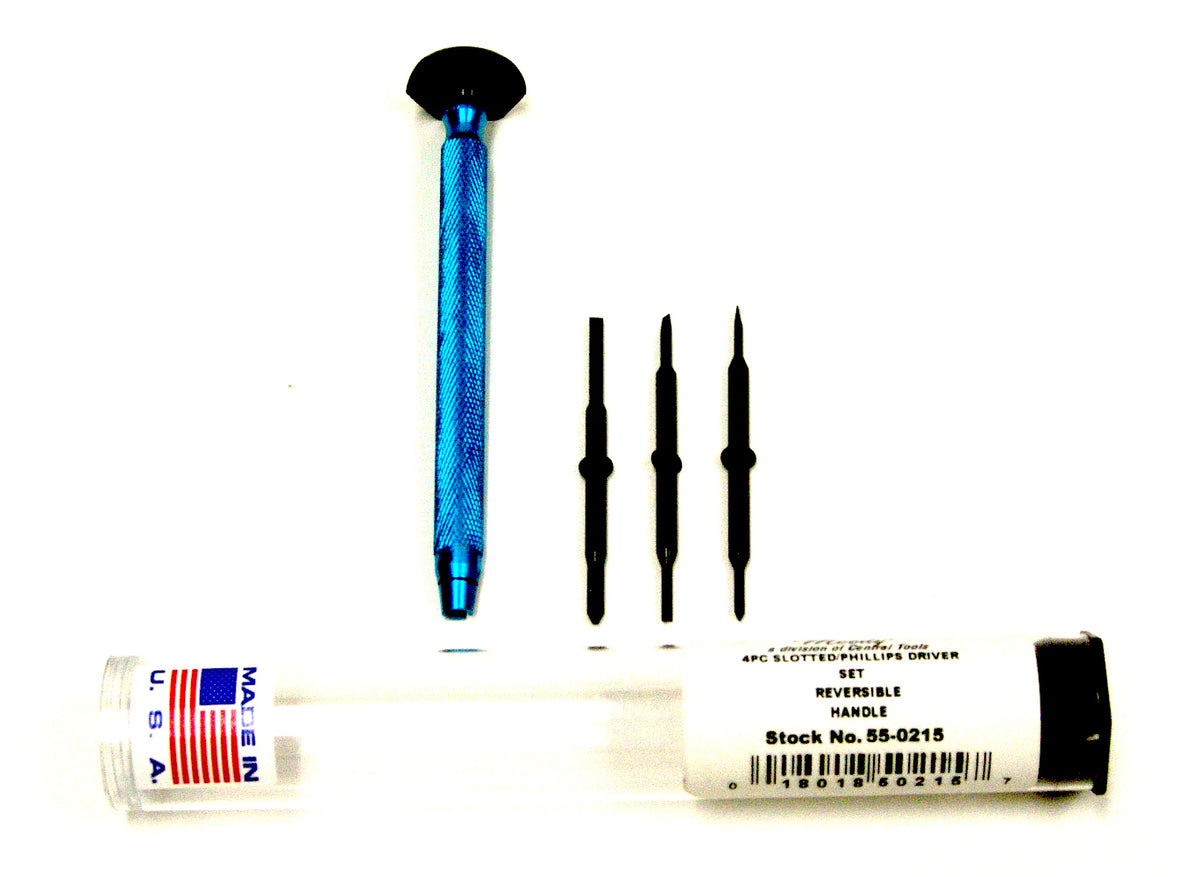 55-0215 – 4pc Slotted/Phillips ReversibleHandle Set